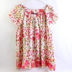 Zac & Rachel Women's 3X Pink and Cream Floral Blouse