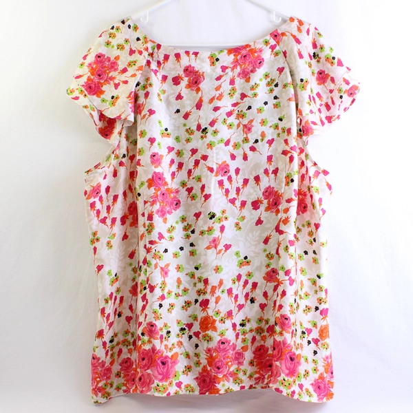 Zac & Rachel Women's 3X Pink and Cream Floral Blouse