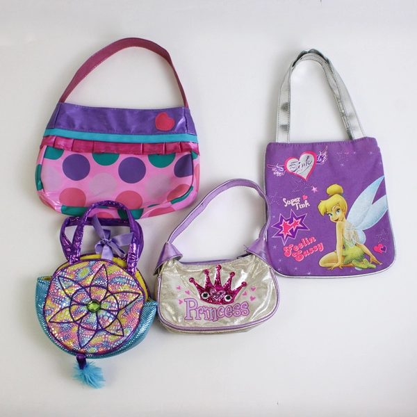 Lot of 4 Girls' Purses Tinkerbell Princess Polkadot