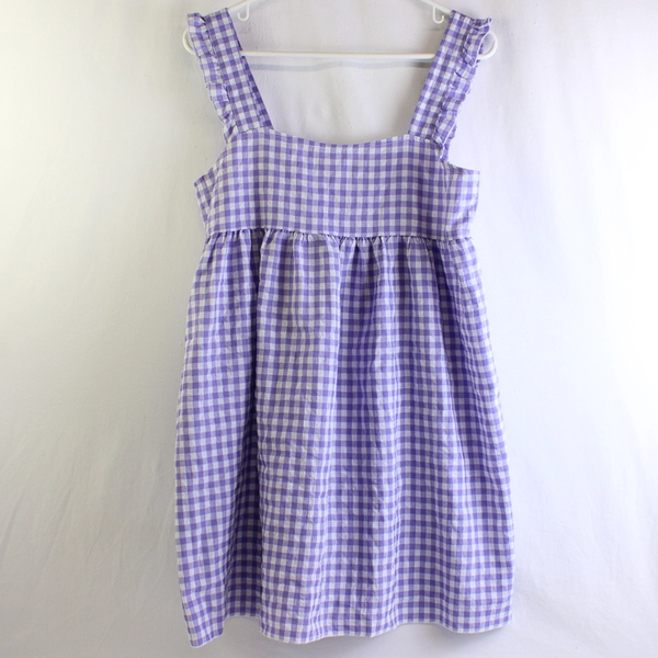 SHEIN Women's M/US 6 Purple Gingham Baby Doll Dress