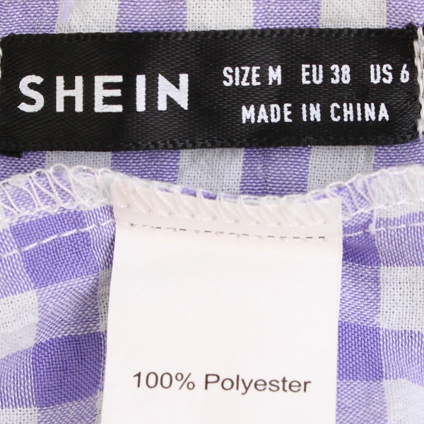 SHEIN Women's M/US 6 Purple Gingham Baby Doll Dress