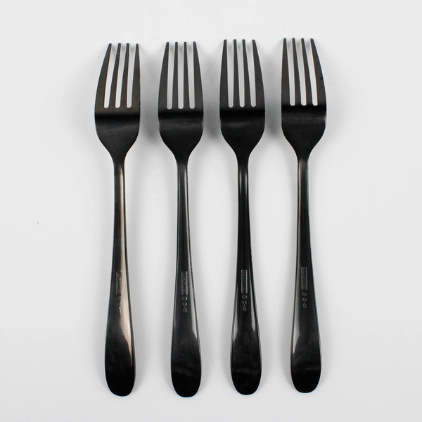 Lot Of 4 Cambridge Silver Rhiannon Black (Stainless) Flatware Dinner Forks 8.25"