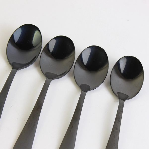 Lot Of 4 Cambridge Silver Rhiannon Black (Stainless) Flatware Teaspoons 7" Long