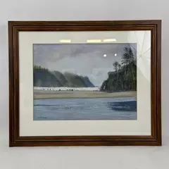 Framed Oil Painting Ghost Forest Neskowin Bay By G. McCann 18.5 x 22.5