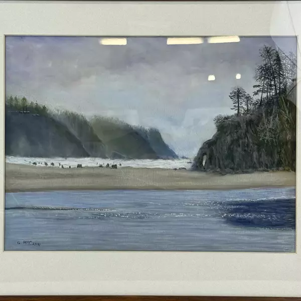 Framed Oil Painting Ghost Forest Neskowin Bay By G. McCann 18.5 x 22.5