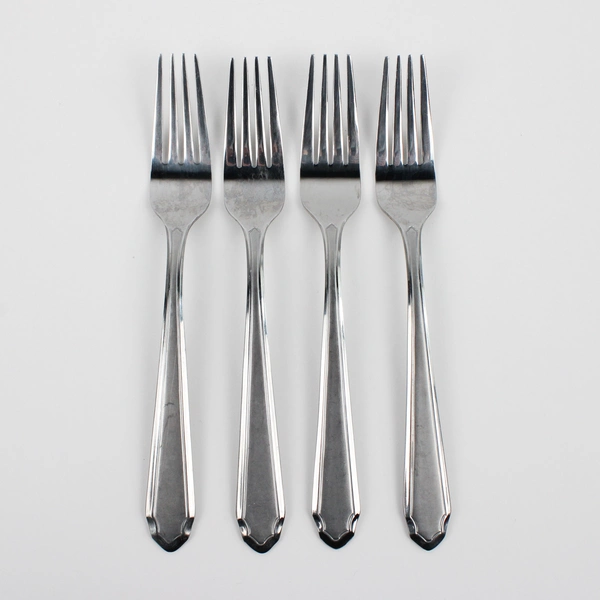 Lot Of 4 Hampton Silversmiths Quattro (Stainless) Flatware Dinner Forks 8" Long