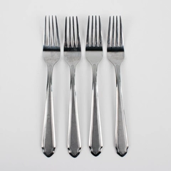 Lot Of 4 Hampton Silversmiths Quattro (Stainless) Flatware Dinner Forks 8" Long