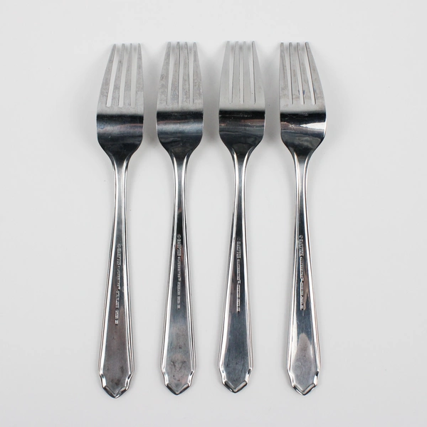 Lot Of 4 Hampton Silversmiths Quattro (Stainless) Flatware Dinner Forks 8" Long