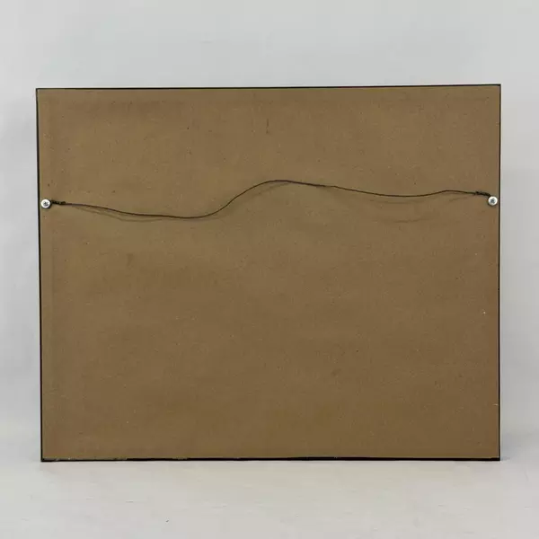 Framed Pastel Painting Man W/ Fishing Pole Walking By A Log Building Signed