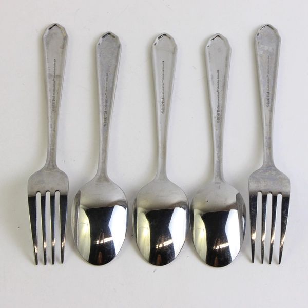 Lot Of 5 Hampton Silversmiths Quattro (Stainless) Flatware 3 Teaspoon Salad Fork