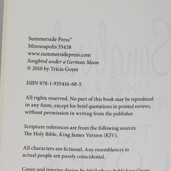 Songbird Under a German Moon A Novel by Tricia Goyer 2010 Paperback