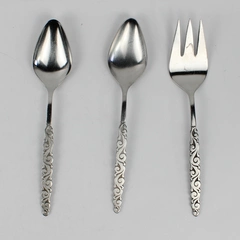 Lot Of 3 International Silver Florentine Scroll Flatware Serving Fork & 2 Spoons