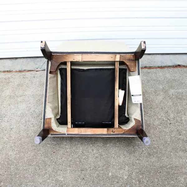 Beige Wingback Armchair Upholstered Geometric Diamond Pattern Accent Chair