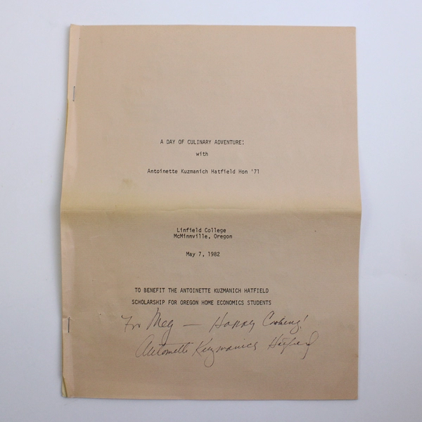 A Day of Culinary Adventure with Antoinette Kuzmanich Hatfield 1982 Booklet Sign