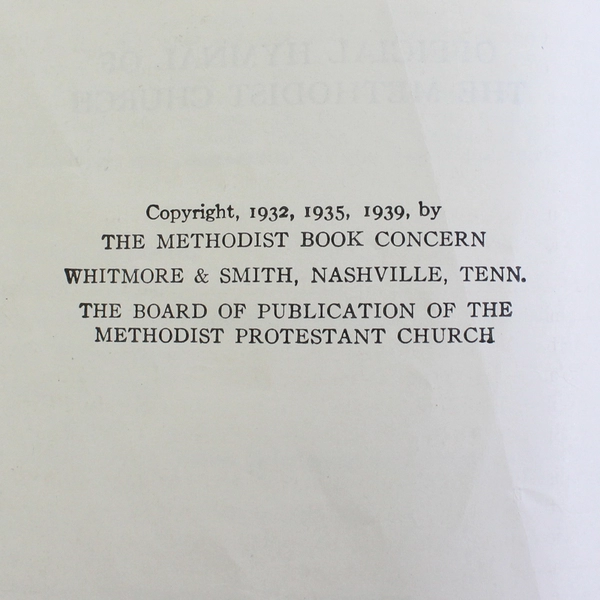 The Methodist Hymnal Songbook 1939 by Methodist Publishing House Official Hymnal