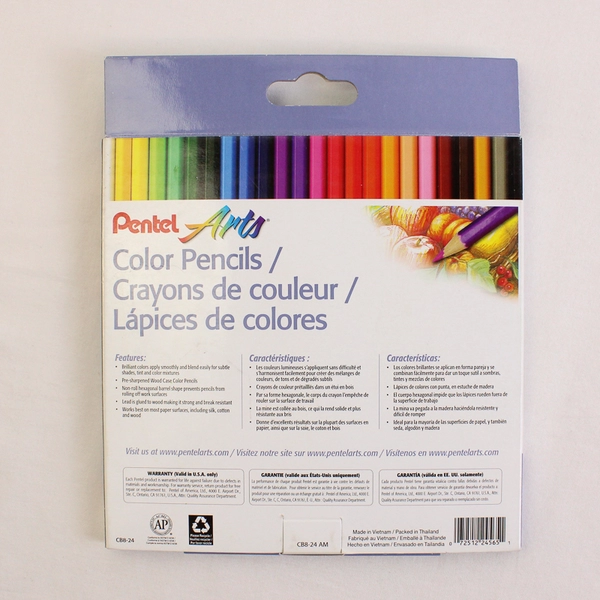 Pentel Arts Color Pencils Assorted Colors 24 Pc Sharpened and Partially Used