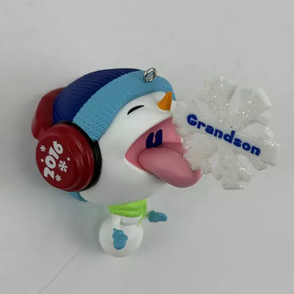 Hallmark Keepsake Ornament 2016 Grandson Snowboy with Snowflake & Headphones