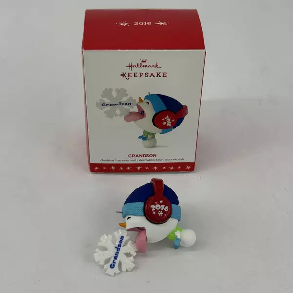 Hallmark Keepsake Ornament 2016 Grandson Snowboy with Snowflake & Headphones