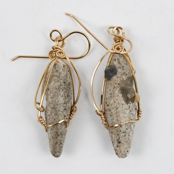 Lot of 4 Wire Wrapped Stone and Shell Earrings