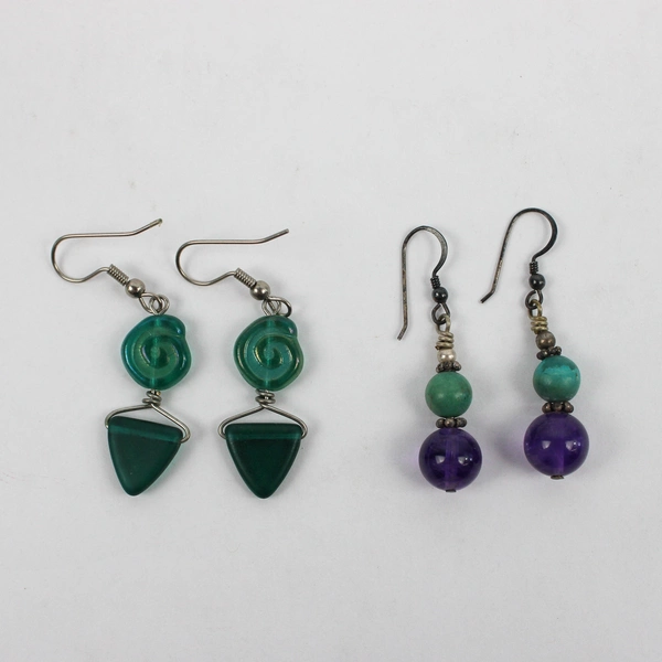 Lot of 5 Pairs Mixed Metal and Beaded Boho-Style Dangle Drop Earrings