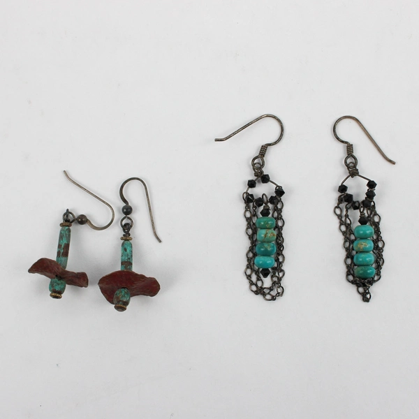 Lot of 5 Pairs Mixed Metal and Beaded Boho-Style Dangle Drop Earrings