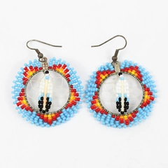 Handmade Multicolor Beaded Tribal-Style Dream Catcher Dangle Drop Earrings 1.5"