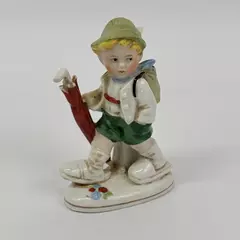 Vintage 4 Inch Porcelain Hiking Boy with Umbrella Figurine 20383 Made in Germany