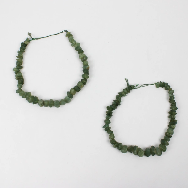 Lot of 2 Green Antigorite Serpentine Beads Jewelry Crafting 16"