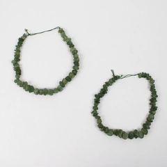Lot of 2 Green Antigorite Serpentine Beads Jewelry Crafting 16"