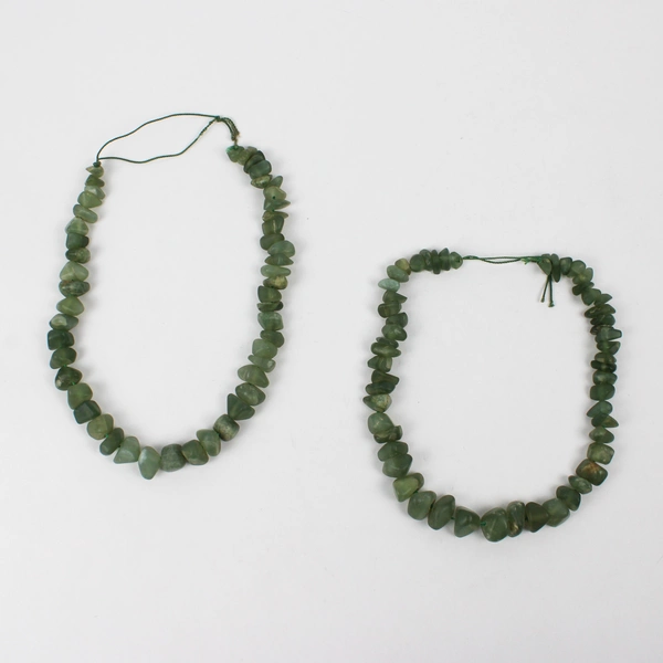 Lot of 2 Green Antigorite Serpentine Beads Jewelry Crafting 16"
