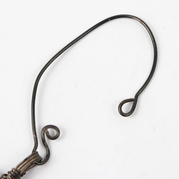 Unbranded Silver Tone Ear Cuff with Hanging Purple Glass Hexagon Shaped Stone