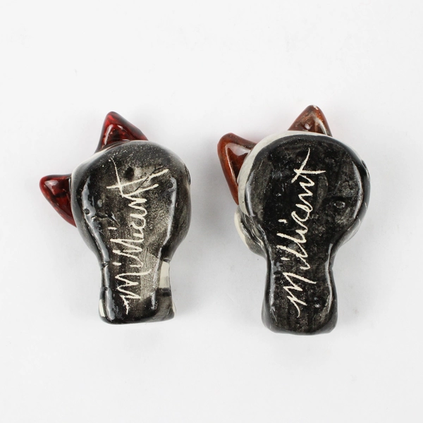 Lot of 2 Clay Skull Pendants By Millicent