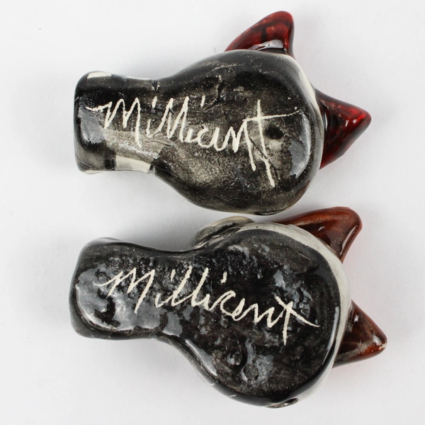 Lot of 2 Clay Skull Pendants By Millicent