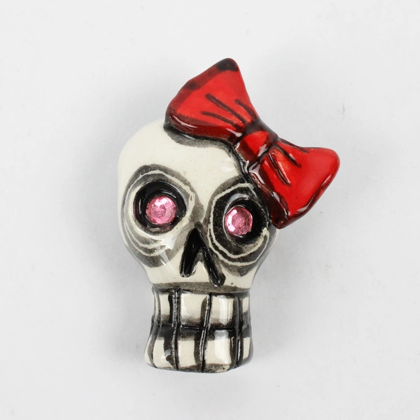 Lot of 2 Clay Skull Pendants By Millicent