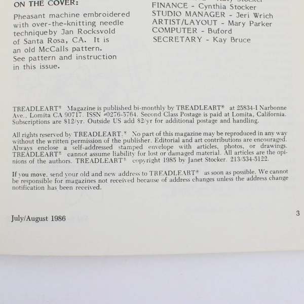 Vintage TreadleArt Magazine Volume 9 July/Aug 1986 Sewing Machine Art