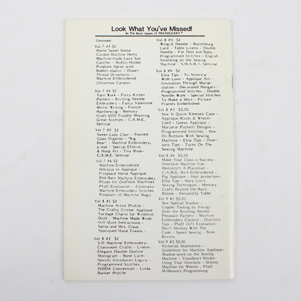 Vintage TreadleArt Magazine Volume 9 Nov/Dec 1986 Sewing Machine Art