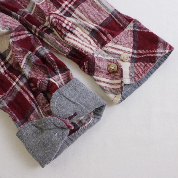 Black Jack Red and Gray Plaid Hooded Button-Up XL FLAWED