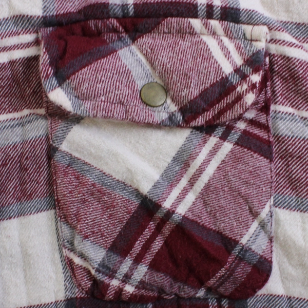 Black Jack Red and Gray Plaid Hooded Button-Up XL FLAWED