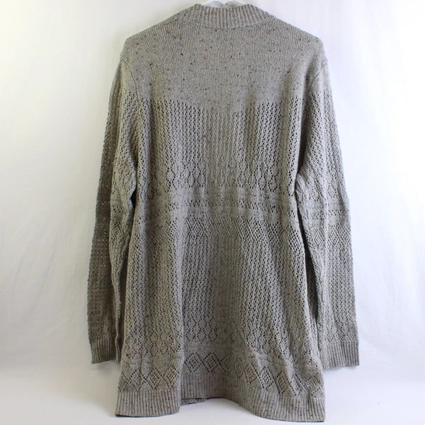 Belle by Belldini Speckled Gray Open-Knit Cardigan Women's Size 1X
