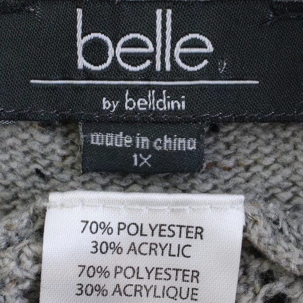 Belle by Belldini Speckled Gray Open-Knit Cardigan Women's Size 1X