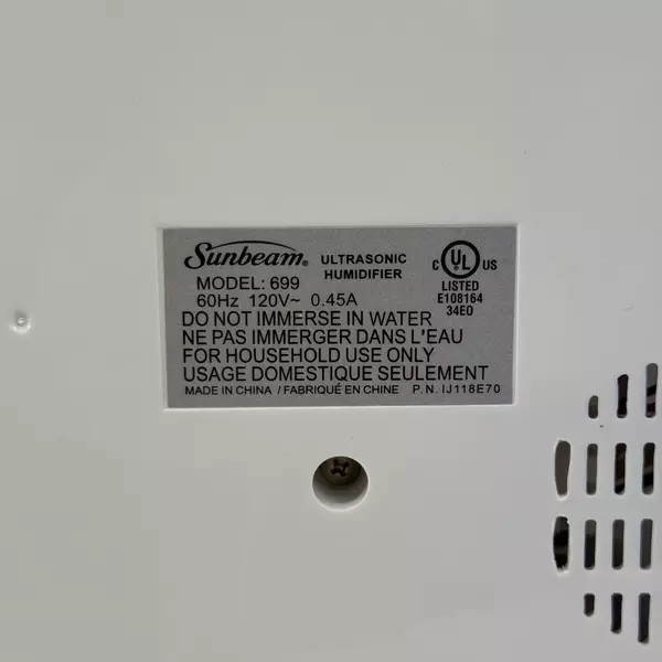 Sunbeam Health At Home Ultrasonic Cool Mist Humidifier Model 699