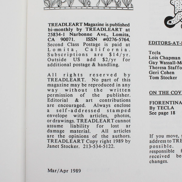 Vintage TreadleArt Magazine Volume 11 Mar/April 1989 Sewing Machine Art