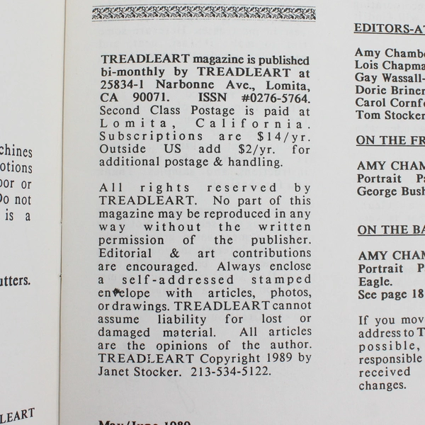 Vintage TreadleArt Magazine Volume 11 May/June 1989 Sewing Machine Art