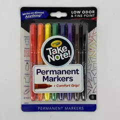 Crayola Take Note Low Odor & Fine Point Permanent Markers 8 Different Colors NIP
