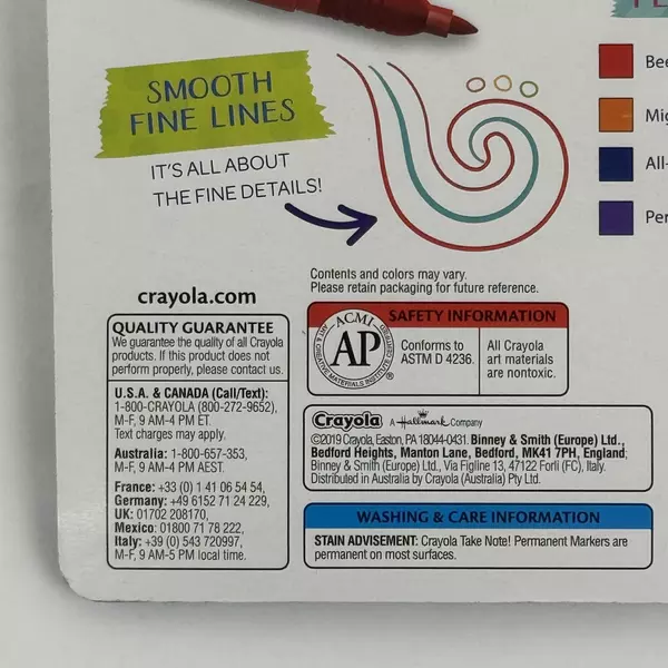 Crayola Take Note Low Odor & Fine Point Permanent Markers 8 Different Colors NIP