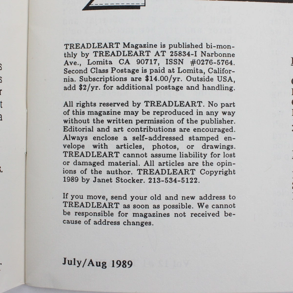 Vintage TreadleArt Magazine Volume 12 July/August 1989 Sewing Machine Art
