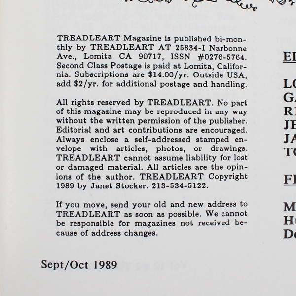 Vintage TreadleArt Magazine Volume 12 Sept/Oct 1989 Sewing Machine Art