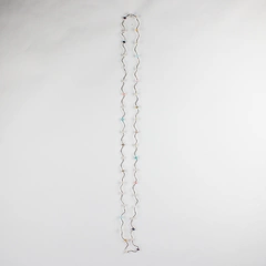 Silver Tone Faux Pearl Beaded Station Necklace 26"