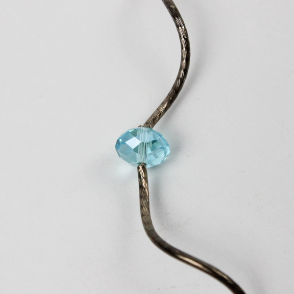 Silver Tone Faux Pearl Beaded Station Necklace 26"