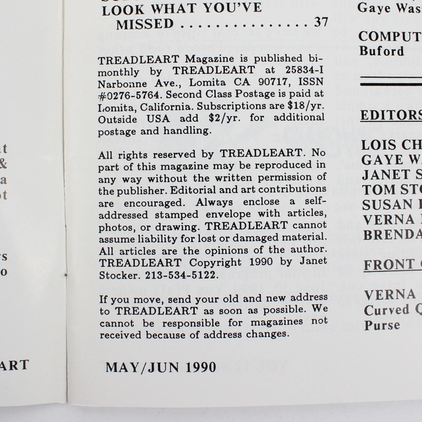 Vintage TreadleArt Magazine Volume 12 May/June 1990 Sewing Machine Art
